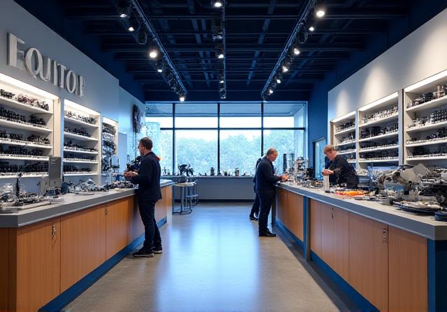 Interior of Equator Lens store with a customer browsing